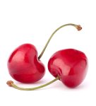 Two heart shaped cherry berries